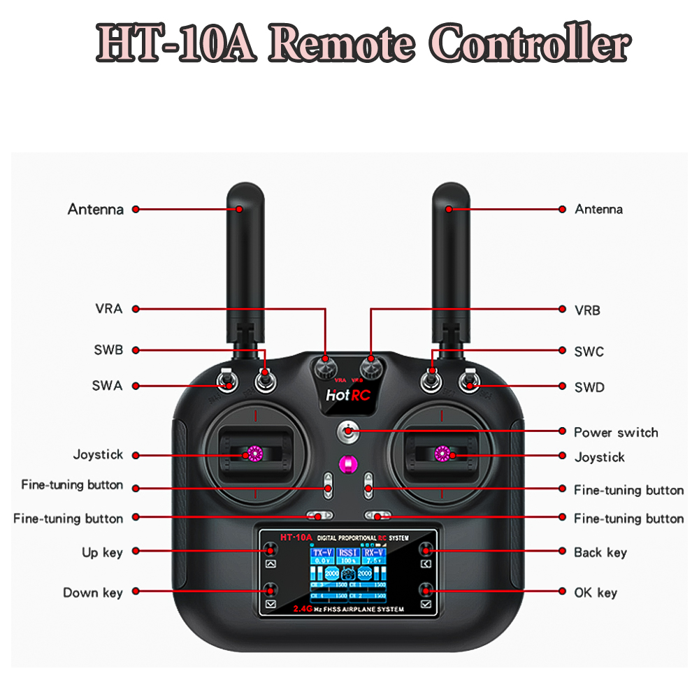 Hotrc HT-10A 2.4G 10CH Transmi - Drone Rc Receiver And Transmitter avis et prix