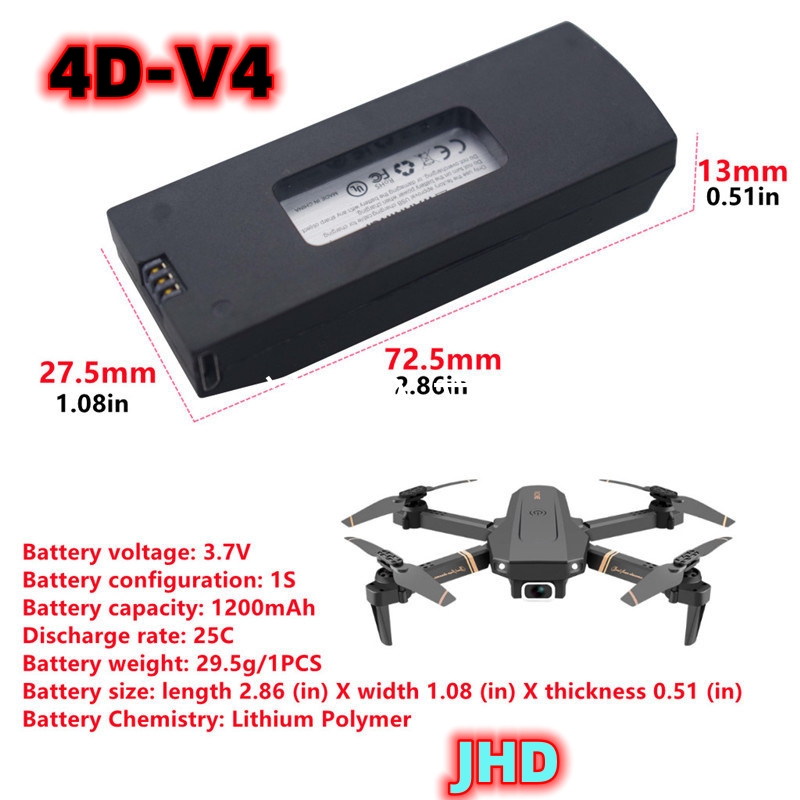 JHD Bateria 4DRC V4 Battery 3. - Lyzrc Drone avis et prix