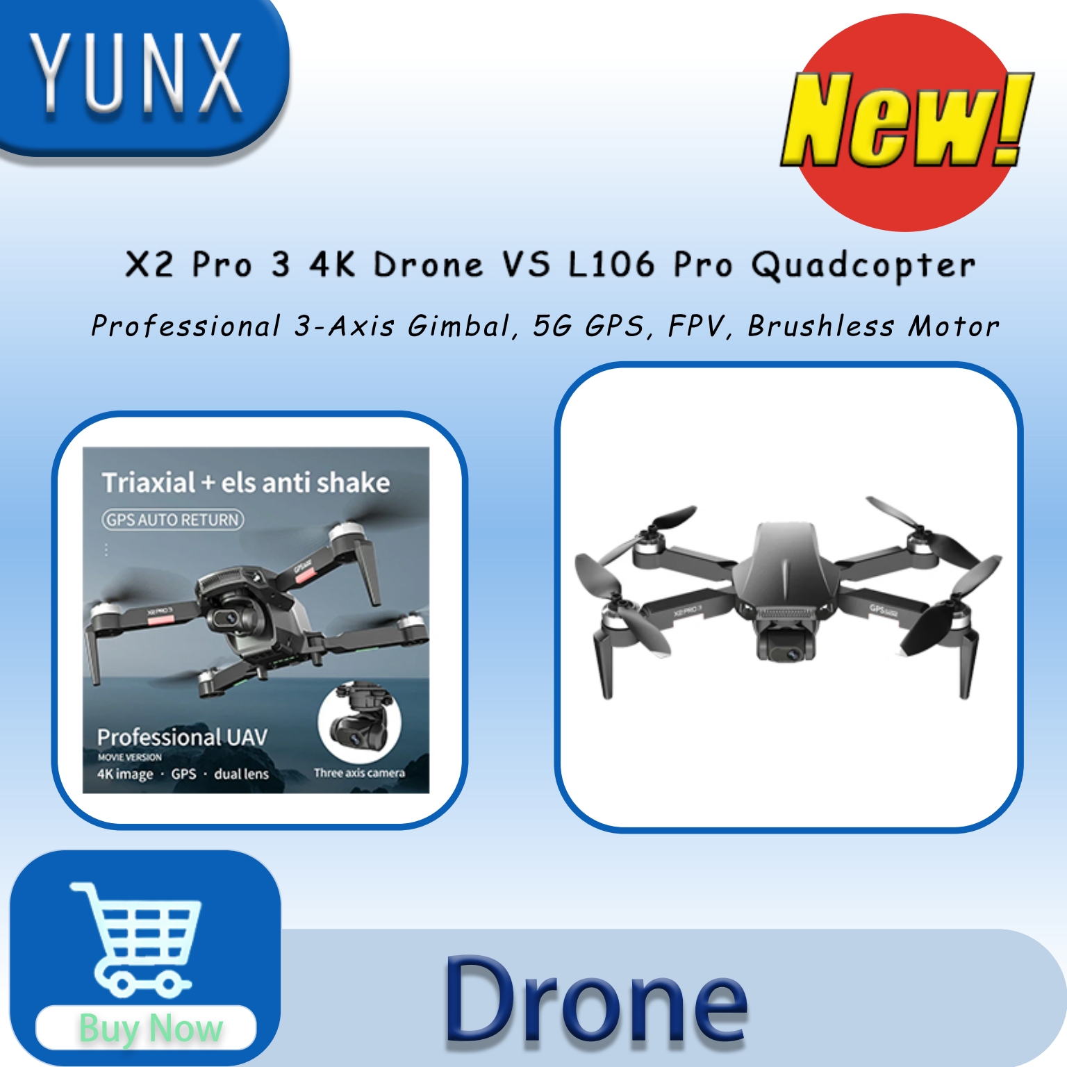 YUNX X2 Pro 3 RC Drone VS L106 - Drone Vs Rc Helicopter avis et prix