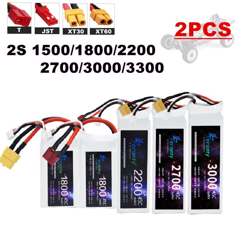 2PCS 7.4V Lipo 2S Battery 1500 - Drone Carrera Rc avis et prix