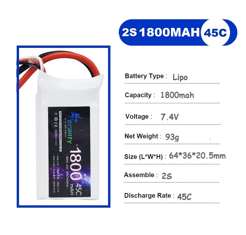 2PCS 7.4V Lipo 2S Battery 1500 - Drone Carrera Rc avis et prix