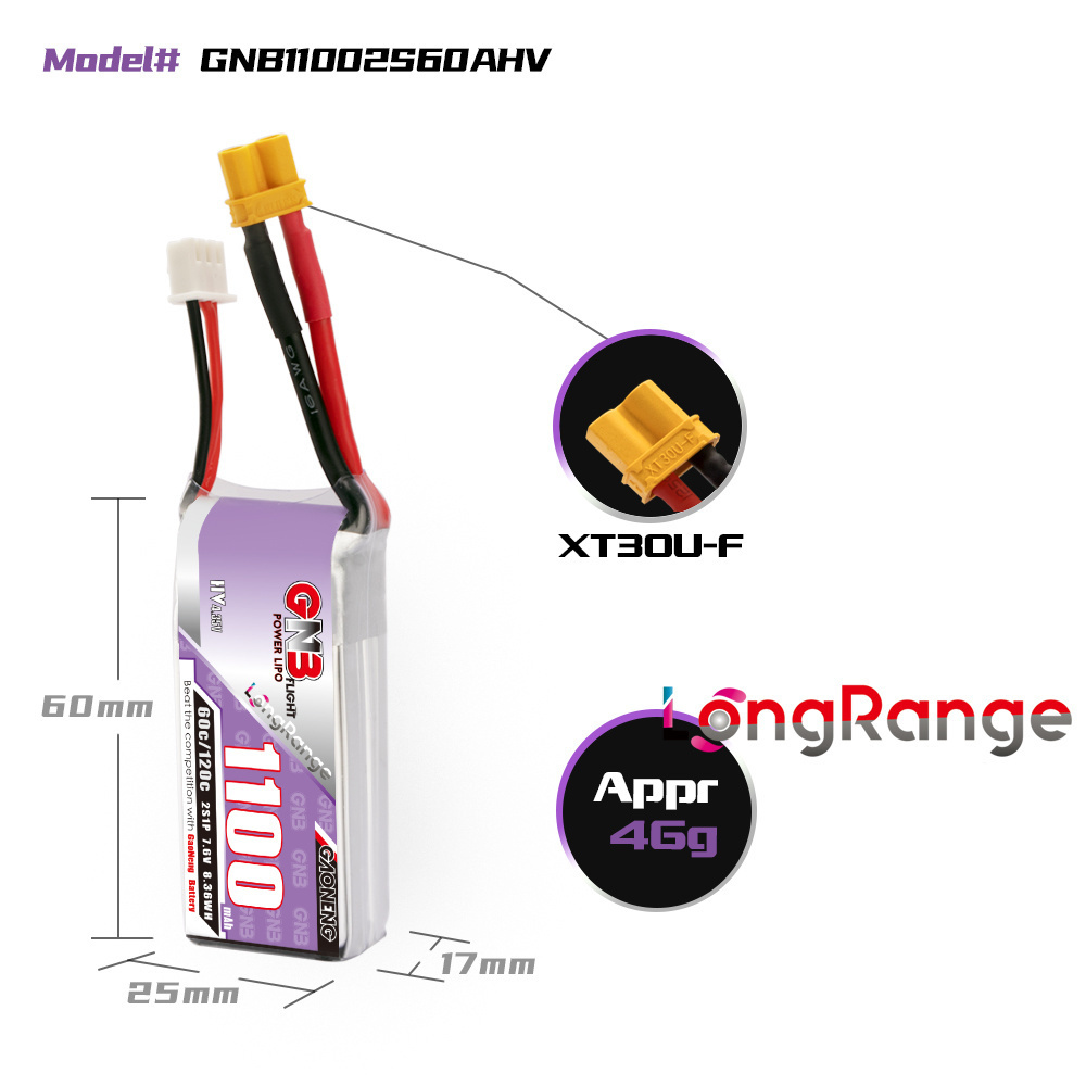 GNB 1100mAh 2S 3S 4S 6S 60C/12 - Drone Carrera Rc avis et prix