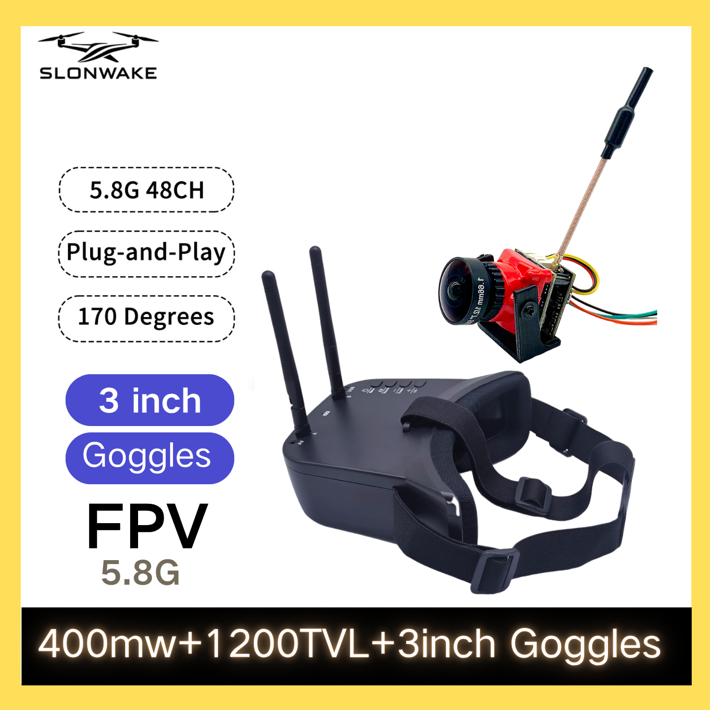 SLONWAKE 5.8G 48CH FPV 400mw V - Drone Rc With Camera avis et prix